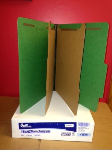 Quill Brand Green Partition Folders 7-38034