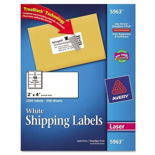 1980 AVERY White Laser Mailing Labels 2x4&#034; Jam &amp; Smudge Free Sheets 5963 y66 NEW