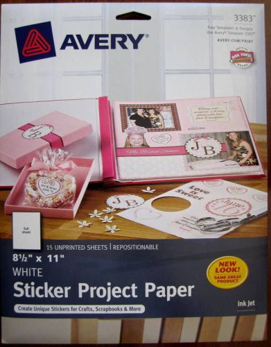 Avery 3383 Repositionable White Sticker Project Paper    2 Packages