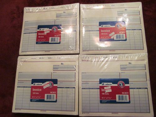 FOUR packs of 100 sets Adams Carbonless 3-part invoices NC3872 NEW IN PACKAGES!