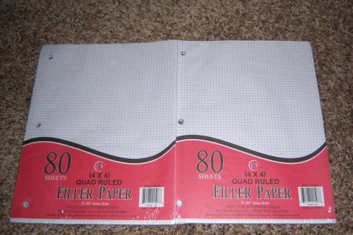 4x4 quad ruled filler paper 80 sheets - set of 2 for sale