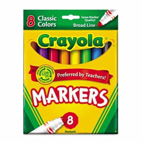 Crayola Non-Washable Markers, Broad Point, Classic Colors, 8/Set (CYO587708)