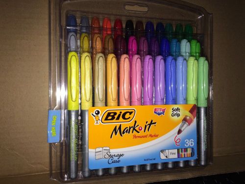 BIC Mark-It Permanent Markers with Fine Point - 36 per Pack (Assorted Colors)
