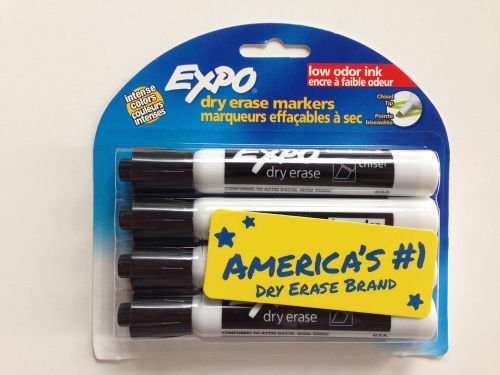 Lot of 5 Packs EXPO Low-Odor Dry-Erase Marker, Chisel Tip, Black, 4/Pack 80661C