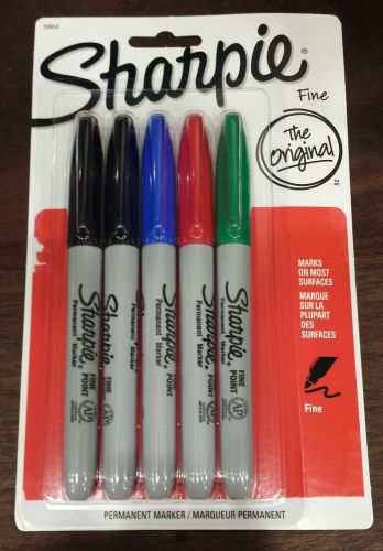 Sharpie Fine Point Permanent Markers 5 Colored Model 30653