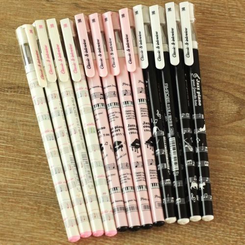 Cute music notation gel-ink pen black ink ball point pen 0.38mm office supplies for sale