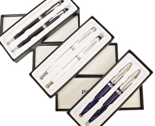 3pk Pierre Cardin Mechanical Pencil Refillable Pen Sets Stylus White,Black,Blue