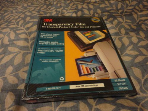 NEW 3M Transparency Film For HP Ink Jet Printers CG3460 50 Sheets