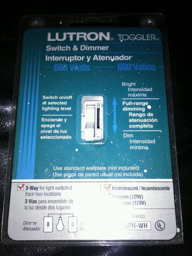 New Lutron TG-603PH-WH Toggler 600W 3-Way Preset Dimmer, White