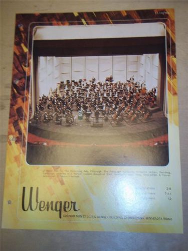 Wenger Corporation Brochure~Acoustical Shells/Stages/Risers~Catalog