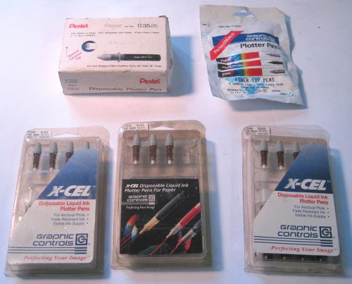 Lot 17 plotter pens x-cel pentel graphics control .3mm .35mm .50mm for hp for sale
