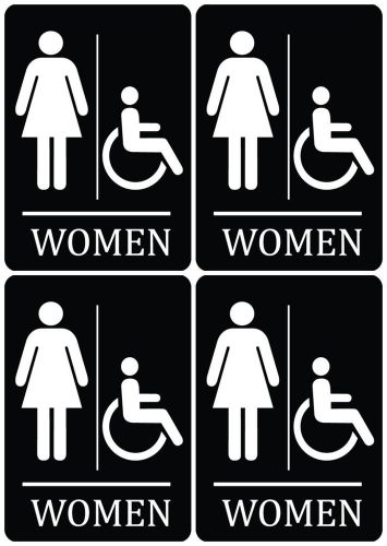 New Women Sign Restroom Wheelchair Accessible Girl Bathroom Set Of Four USA S107