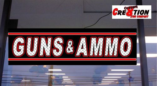 LED Light Box Sign -GUNS &amp; AMMO 46&#034;x12&#034; Neon/Banner Alt window display sign