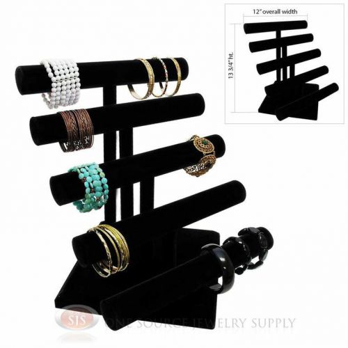 13 3/4&#034; Black Velvet 5 Tier T-Bar Round Jewelry Bracelet Display Presentation