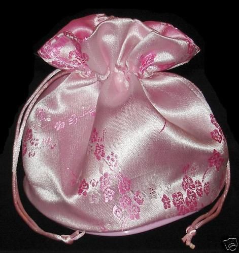 POUCH - SHADES OF PINK Large Silk Brocade w/Silk Lining