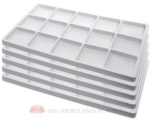 5 White Insert Tray Liners W/ 15 Compartments Drawer Organizer Jewelry Displays