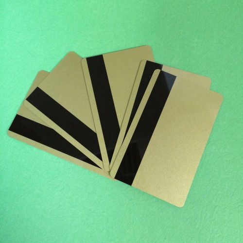 10 gold pvc cards-hico mag stripe 3 track - cr80 .30 mil for id printers for sale