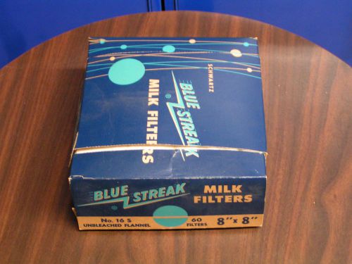 BLUE STREAK MILK FILTERS #16S - UNBLEACHED FLANNEL - 60 FILTERS/BOX - 8&#034;X8&#034; SIZE