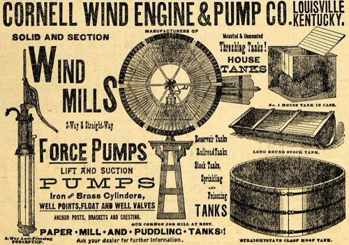 1890 ad cornell wind mill engine force pumps tanks agriculture machinery aag1 for sale