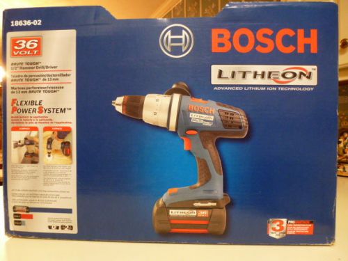 Bosch 36v Litheon Brute Tough Hammer Drill 18636-02 NEW unopened w 2 Batteries