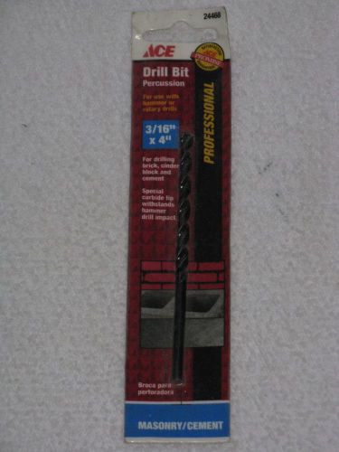Ace percussion hammer rotary masonry drill bit 24468 3/16&#034;x4 new for sale