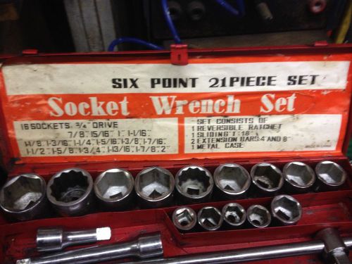3/4&#039; DRIVE SOCKET SET 21 PIECES WITH CARRY CASE