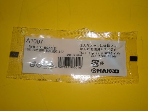 NEW Hakko A1007 Original Desoldering Nozzle 802 808 809 807 817 NIB 1.6 DIA.