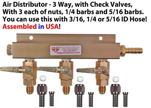 3 way co2 manifold air distributor draft beer mfl check valves (ad103ebay) for sale