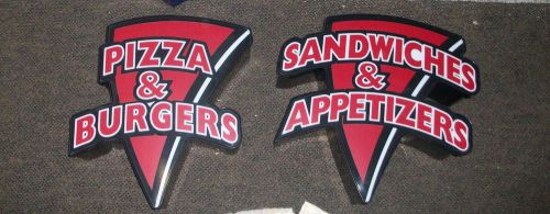 Lighted signs (2) &#034;Pizza &amp; Burgers&#034; Plus &#034;Sandwiches &amp; Appetizers&#034;
