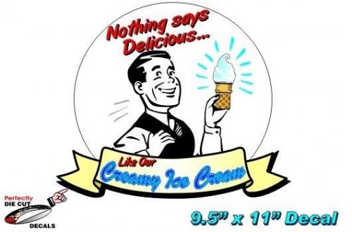 Retro ice cream 9.5&#039;&#039;x11&#039;&#039; decal for ice cream parlor or truck sign or banner for sale