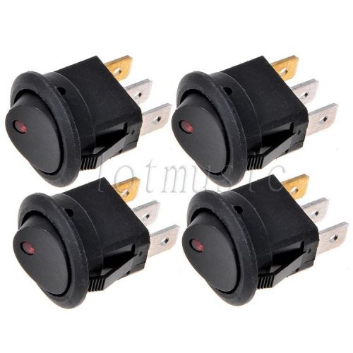 4*Snap In Round LED Rocker Indicator Switch 3 Pin On/Off