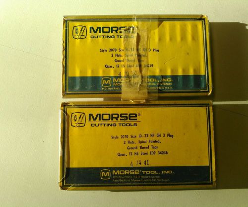 Morse cutting tools, style 2070 sizes 10-32, 8-32 ground thread taps 2 boxes for sale