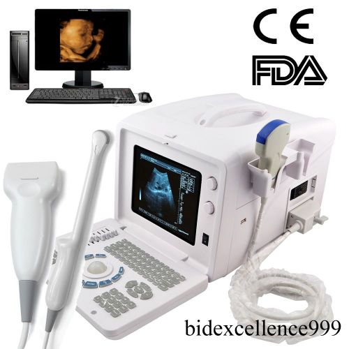 10&#034; portable digital ultrasound machine scanner + convex + linear + vaginal + 3d for sale