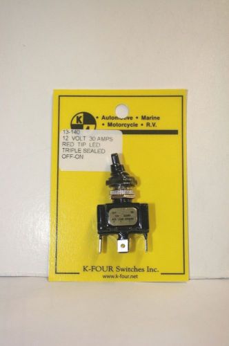 K-four (k-4) off-on triple sealed red tip led lighted switch-12vdc-30a (13-140) for sale