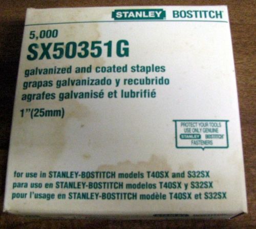 5,000 Stanley Bostitch 1&#034; Galvanized &amp; Coated Staples SX50351G Fits T40SX S32SX