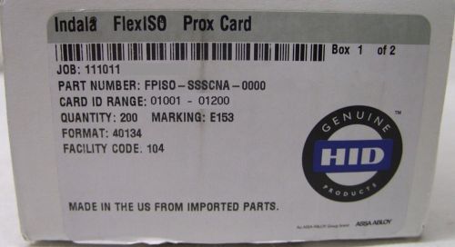 New 200 hid indala flexiso prox proximity cards fpiso-ssscna-0000  26 bit for sale