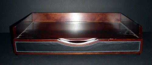 W) levenger large desk organizer dark cherry letter drawer leather for sale