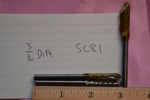 Tungsten Carbide Burr - QTY=3- Cylindrical Radius End - 3/16&#034; dia,  SC-81