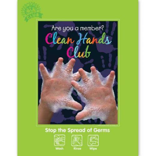 8.5&#034;W x 11&#034;H - Bubble Hands Clean Hands Club Poster 1 ea