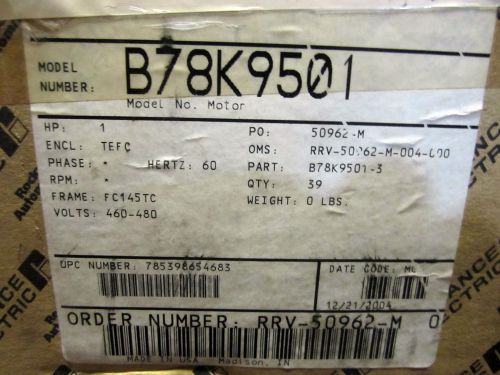 Reliance 1 hp 1725 rpm fc145tc brake motor b78k9501r w/dodge 56 dbsc brake nib! for sale