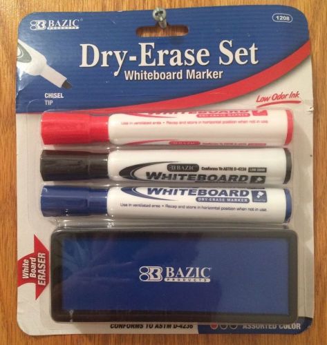 DRY ERASE SET WHITEBOARD MARKERS CHISEL TIP 3 COLORS LOW ODOR INK! FREE SHIPPING
