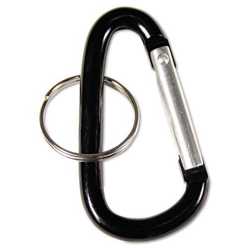 New advantus avt-75555 carabiner key chains, split key rings, aluminum, black, for sale