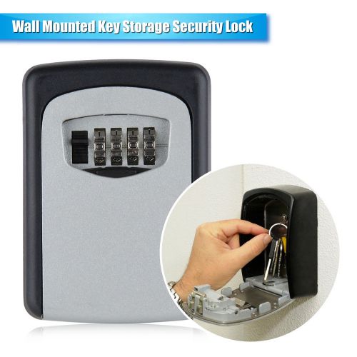 New 4 Digit Key Locking Storage Box Safe Wall Mounted Security Home Office Lock