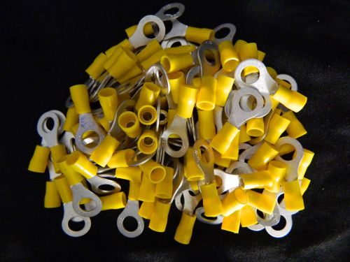 10-12 GAUGE VINYL RING 5/16 YELLOW 25 PK CRIMP TERMINAL CONNECTOR AWG GA CAR