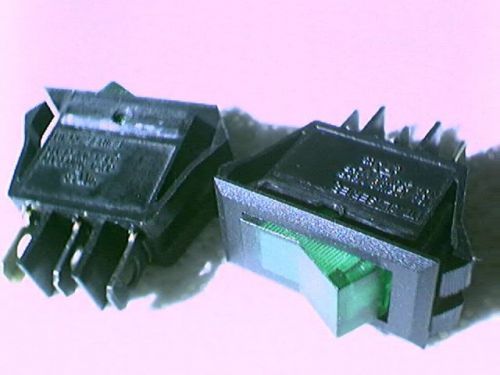 2   ITT Series CL Green lighted rocker switches  16  Amp  125 vac fit .5 x 1.1&#034;