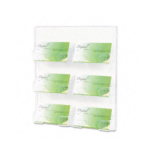 Six-Pocket Wall Mount Business Card Holder, 8-3/8 x 1-1/2 x 9-3/4, Clear