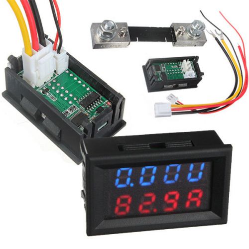 Dc 100v 100a voltmeter ammeter digital dual led car amp volt meter gauge + shunt for sale