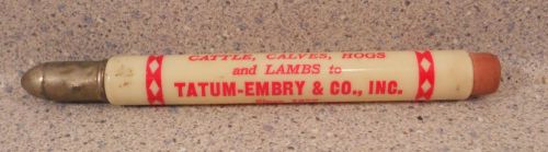 Vintage Bullet Pencil Tatum Embry Bourbon Stock Yards Louisville KY