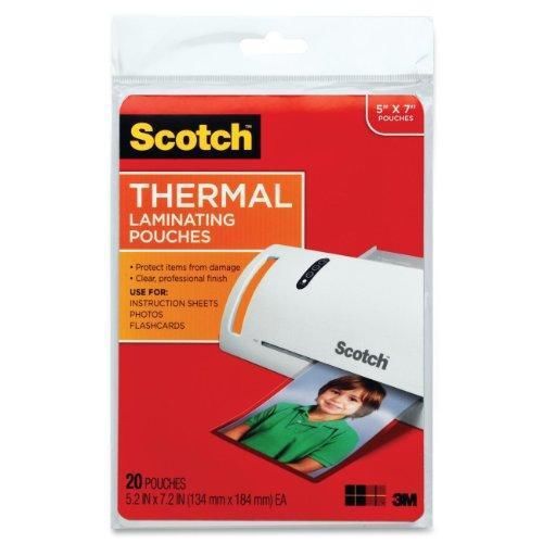 Scotch Thermal Laminating Pouches, 5 Inches x 7 Inches, 20 Pouches (TP5903-20)