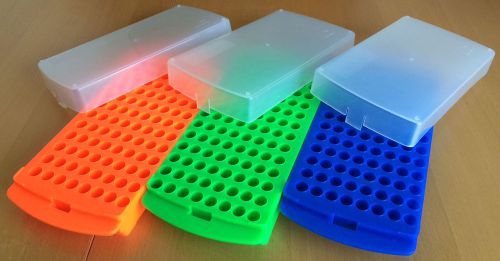 [Set of 3] Polypropylene 96-place Tube Rack with Cover - Heathrow Scientific